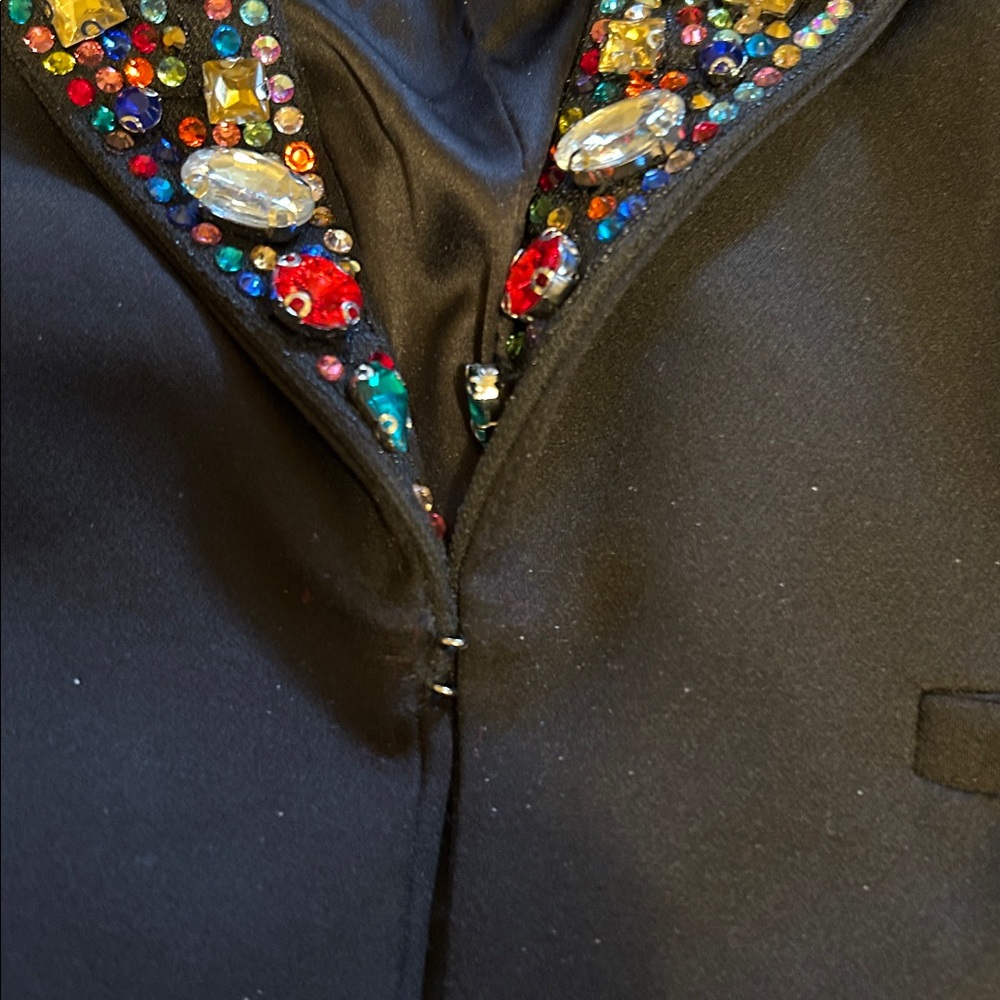 NWT BOSTON  PROPER  Black Jacket with Multicolor Beaded Collar SIZE 2   GORGEOUS - Picture 6 of 9